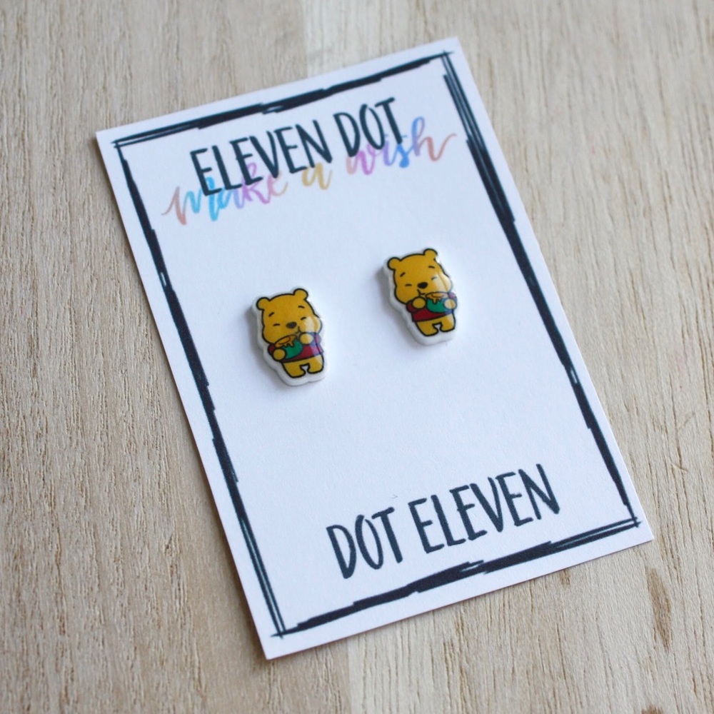Winnie the Pooh Honey Jar Cartoon Bear Earrings